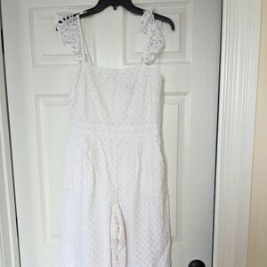 J Crew White eyelet Jumpsuit